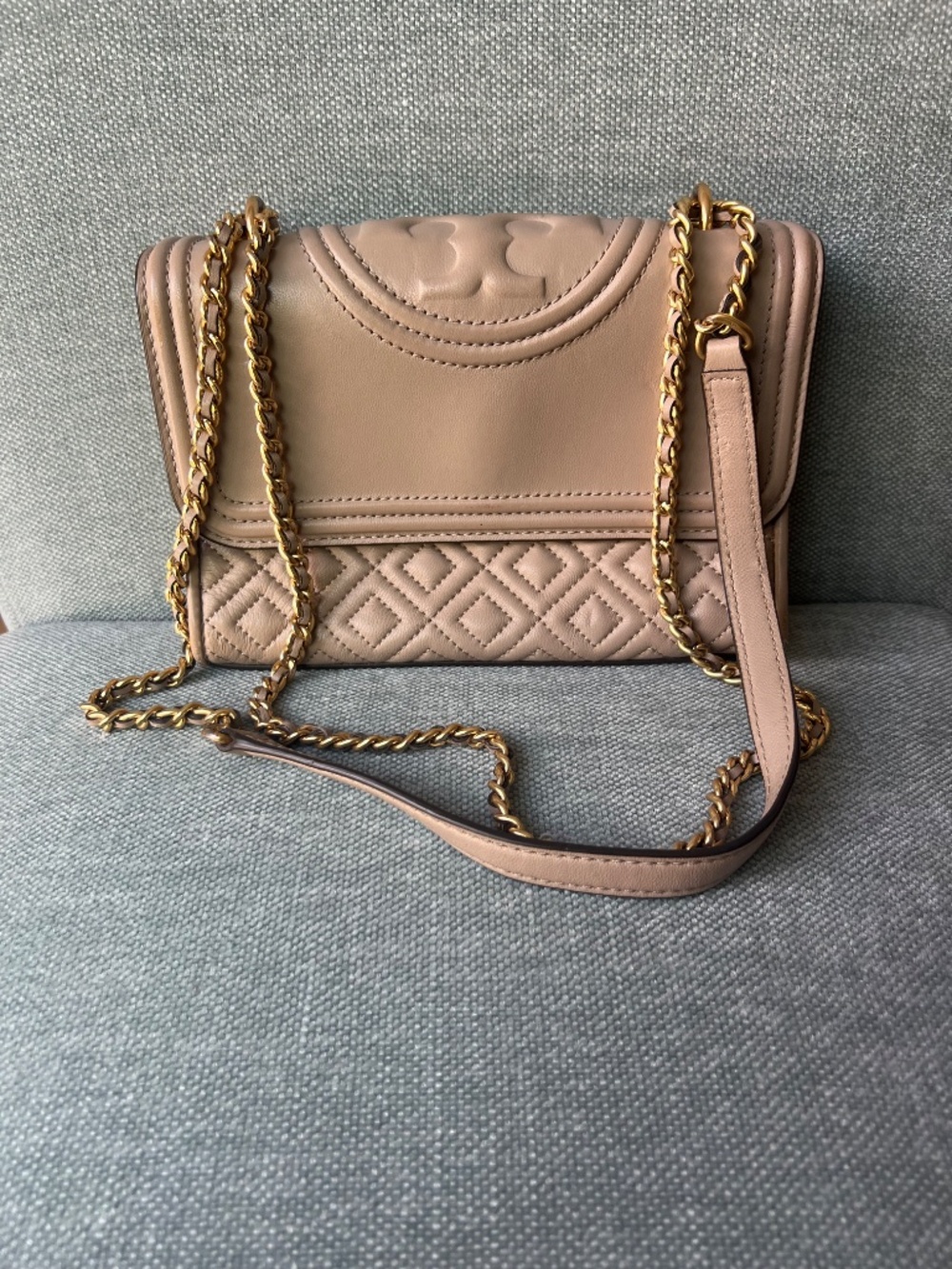 Tory Burch Taupe Leather Crossbody Bag - Picture 2 of 6
